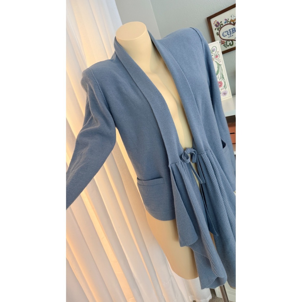Sonia Rykiel Italy Blue Tie Front Drape Knit Cardigan Sweater Size 36 Small - Picture 9 of 11